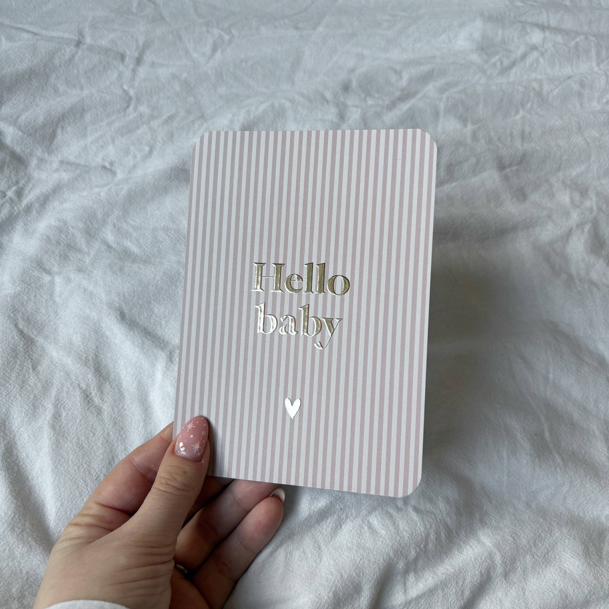 Wenskaart | "Hello baby" | A6 met Goudfolie Bedrukking | Met Persoonlijk Bericht