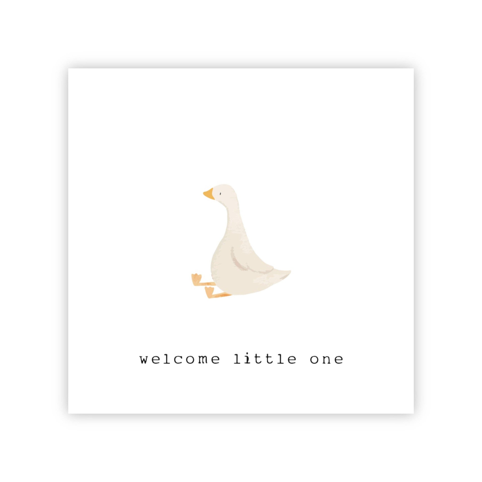 Wenskaart | "Welcome Little One" | Vierkante kaart met Bedrukking | Met Persoonlijk Bericht